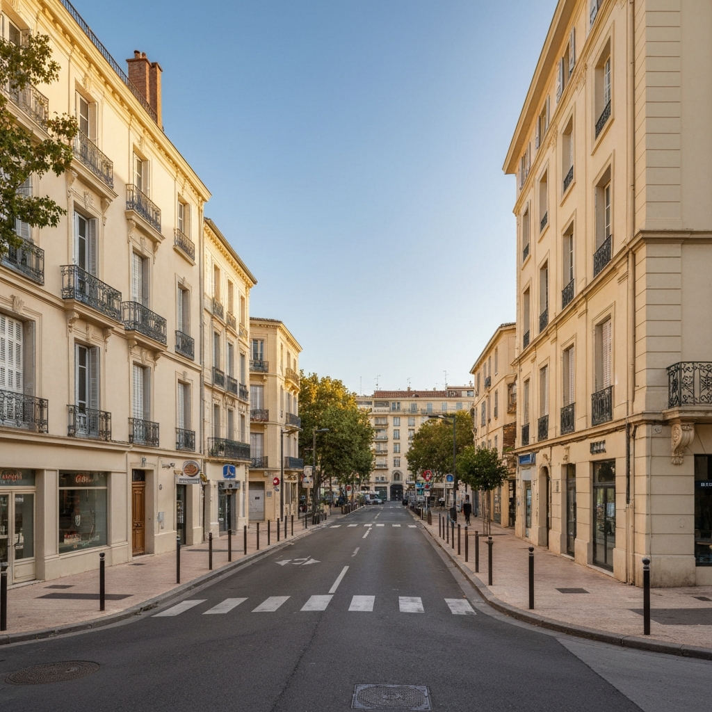Vue aérienne du centre-ville d'Antibes avec des indications de prix au mètre carré